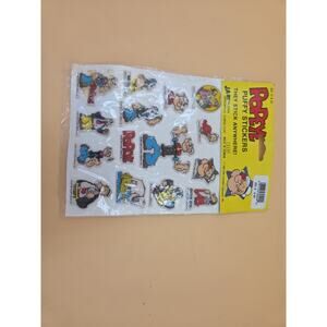 Popeye Puffy Stickers Vintage 1980s Sticker Sheet MOC Mundi Bluto NOS